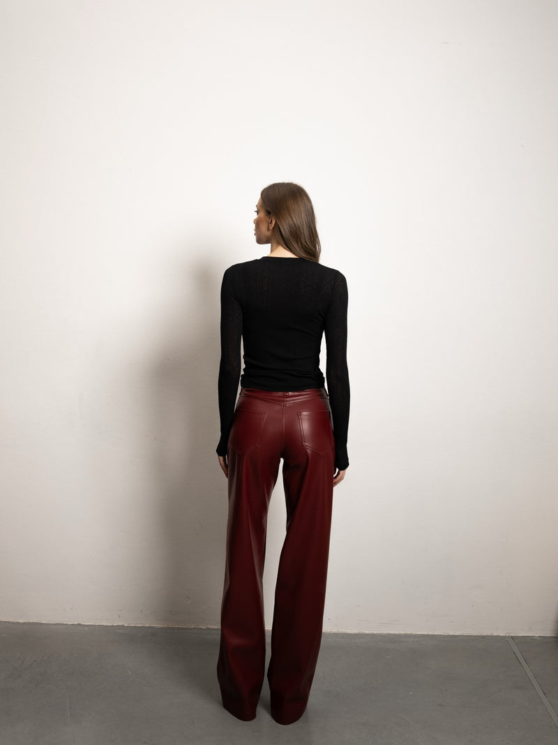 Fashion PU Leather Straight Pants GPBY TR8331
