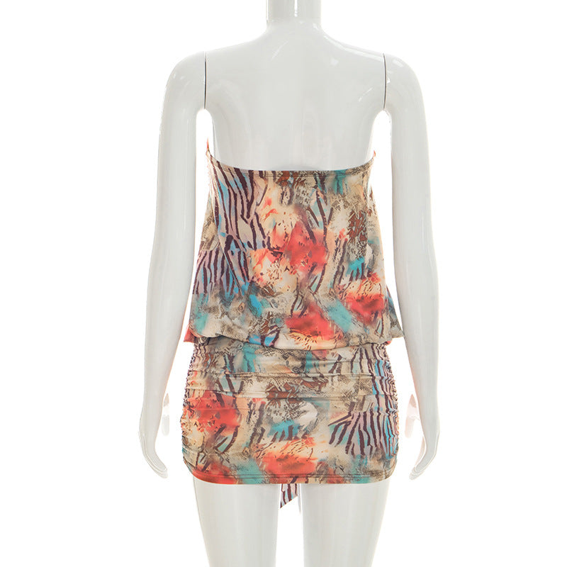 Print Off Shoulder Mini Dress GSZM D26DS100
