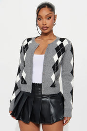 Plus Size Diamond Plaid Color Blocked Sweater Coats YMEF 59125
