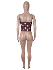 Polka Dot Print Tie Up Strapless Tank Top SHD 8116