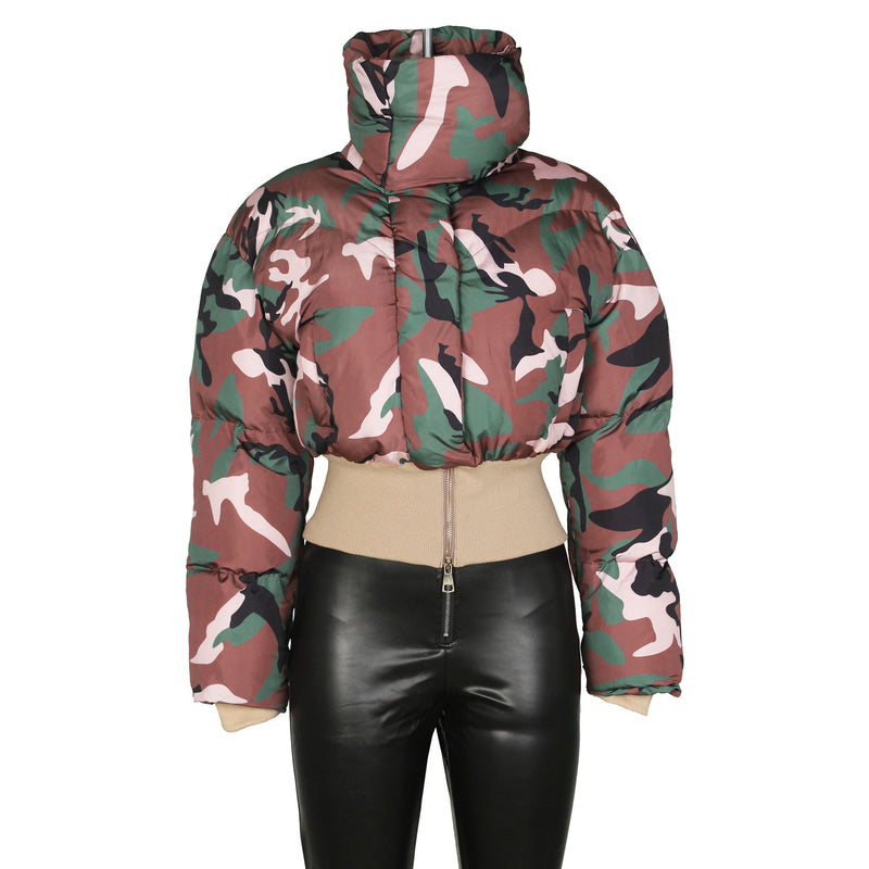 Vintage Camouflage Printed Short Jacket Cotton Coat ZSD 0712