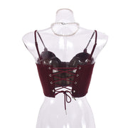 Irregular Back Tie PU Wrap Camisole Vest GNZD 51424THD