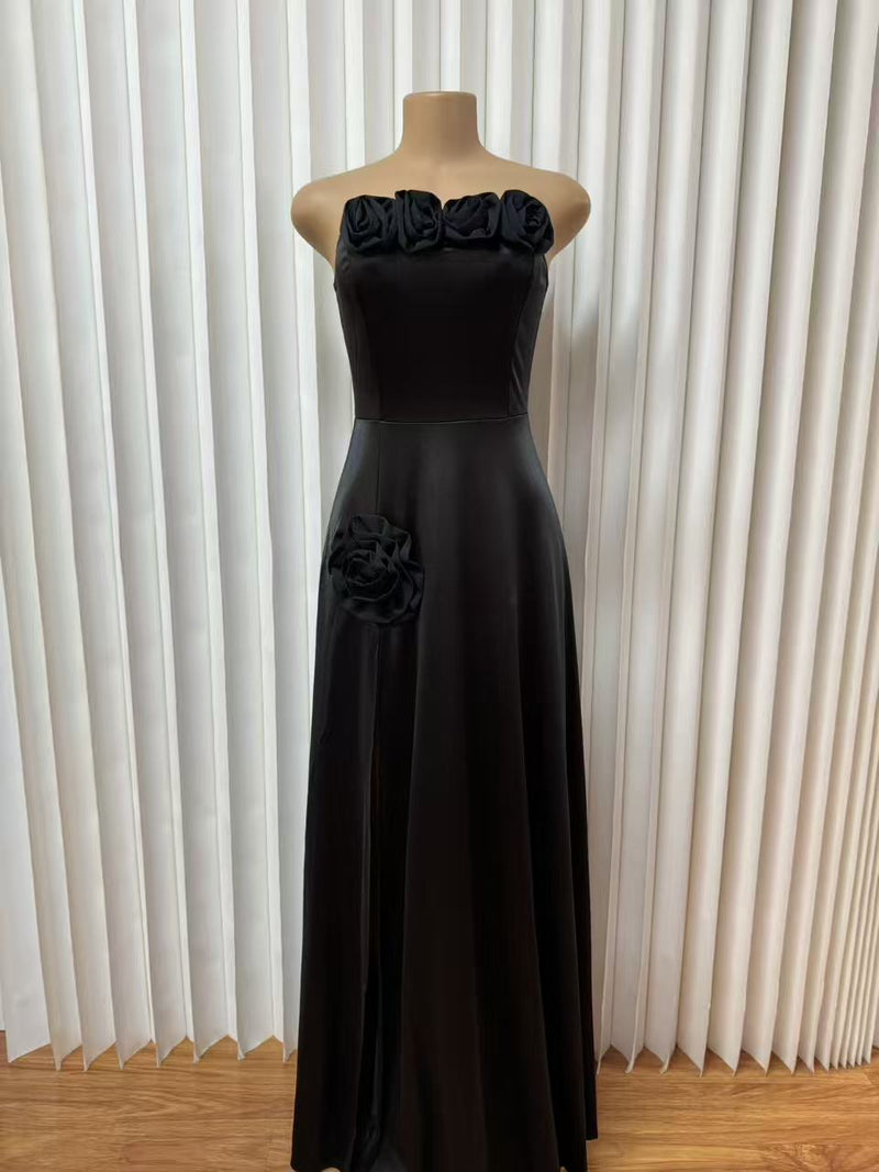 3D Rose Backless Maxi Dress GMYU 95651