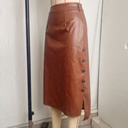 PU Leather Split Long Skirts GPBY 9996