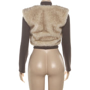 Faux Fur Patchwork Slim Short Jacket GZJQ K25C80752