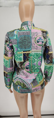 Casual Loose Printed Long Sleeve Blouse WSYF 5902