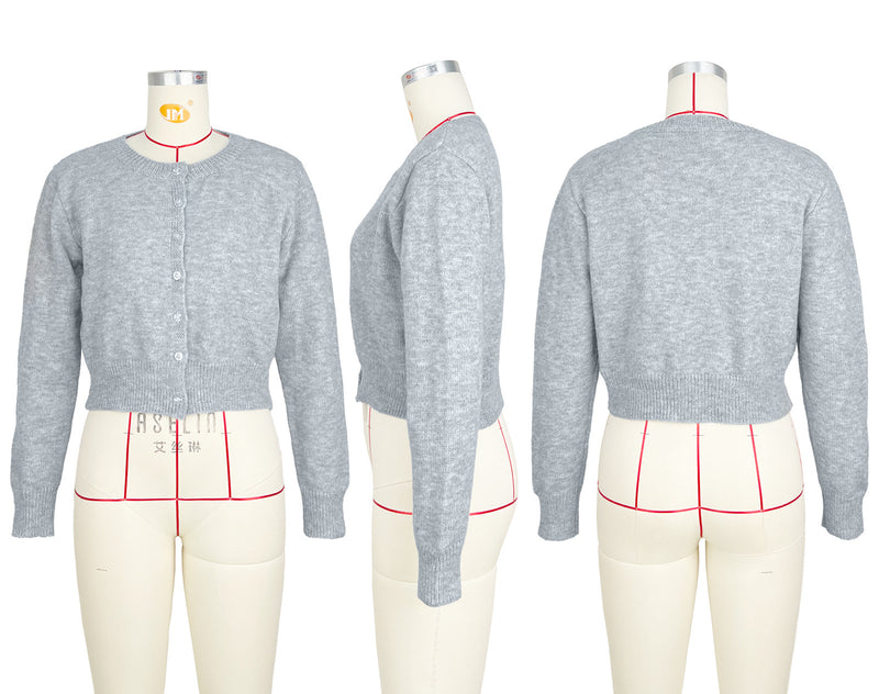 Casual Solid Color Cardigan Sweater Short Coat ASL 6750