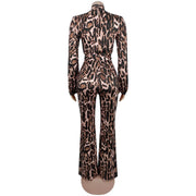 Leopard Print V Neck Jumpsuit BY 7586