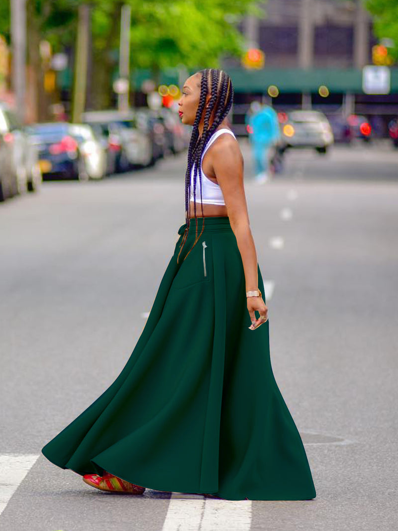 Solid Color High Split Long Skirt ZDF 33103