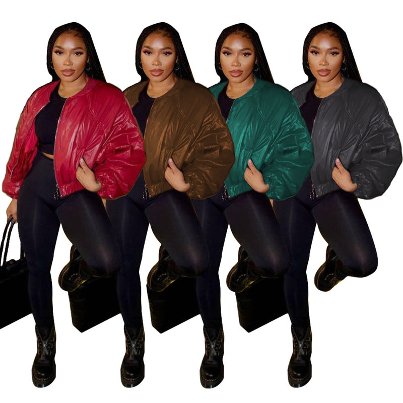 Solid Color Long Sleeve Slim Down Jackets MEM 88513