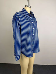 Stripe Long Sleeve Loose Shirt GCNE 75184