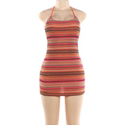Stripe Print Tight Mini Dress GZJQ K6D10531A