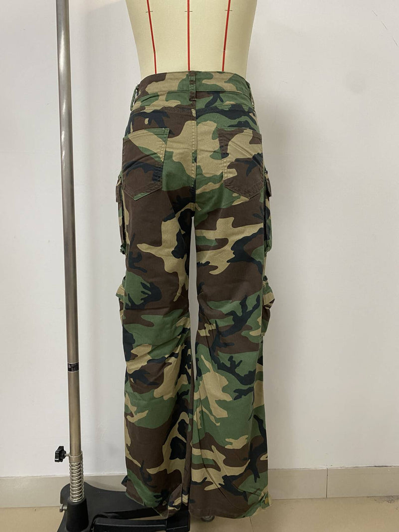Camouflage Print Straight Pants LSD 24471