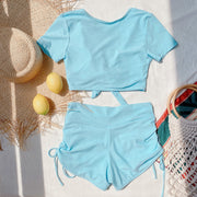 Sexy Short Sleeve High Waist Swimsuit Two Piece Set CSYZ B205W