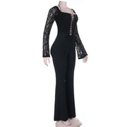 Lace Patchwork Long Sleeve Jumpsuit FL YL25434MHO