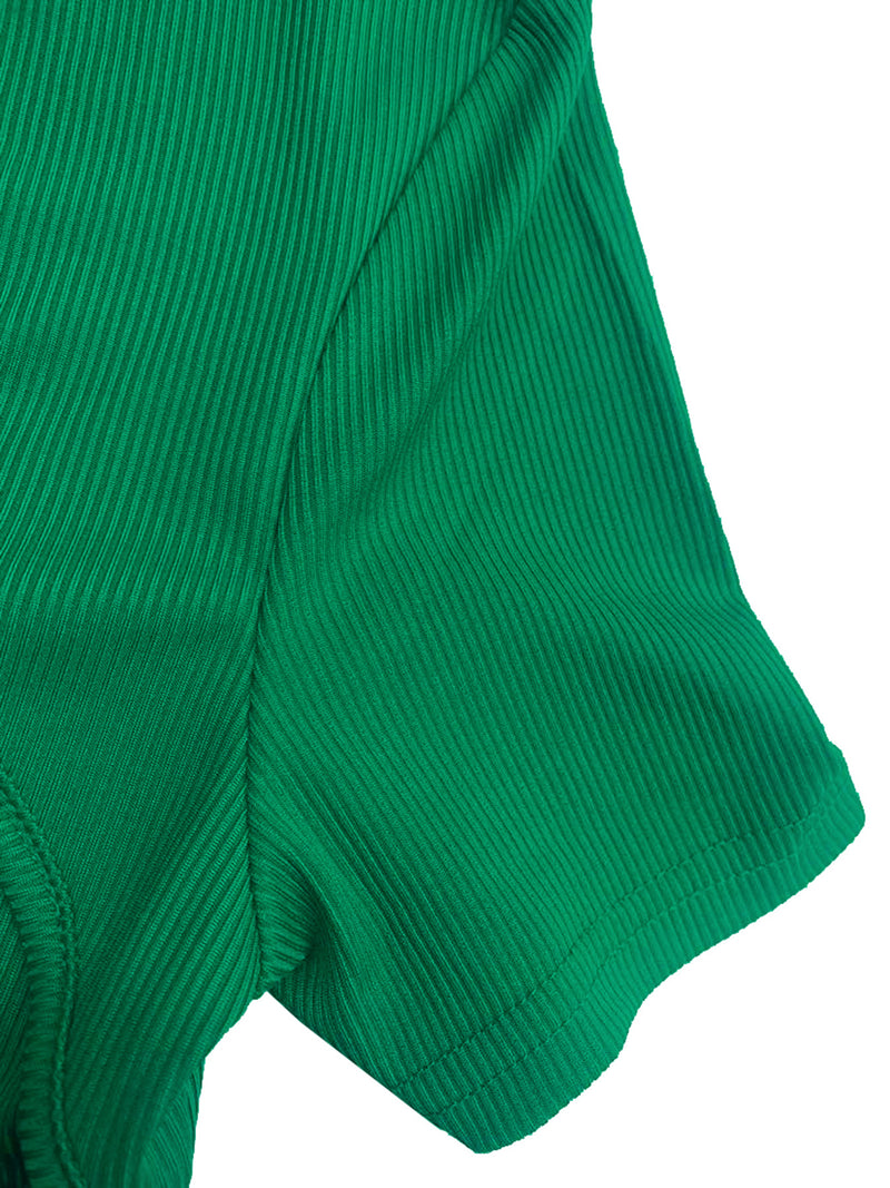Rib Short Sleeve Square Neck Slim Sport Romper ME Q24S8520