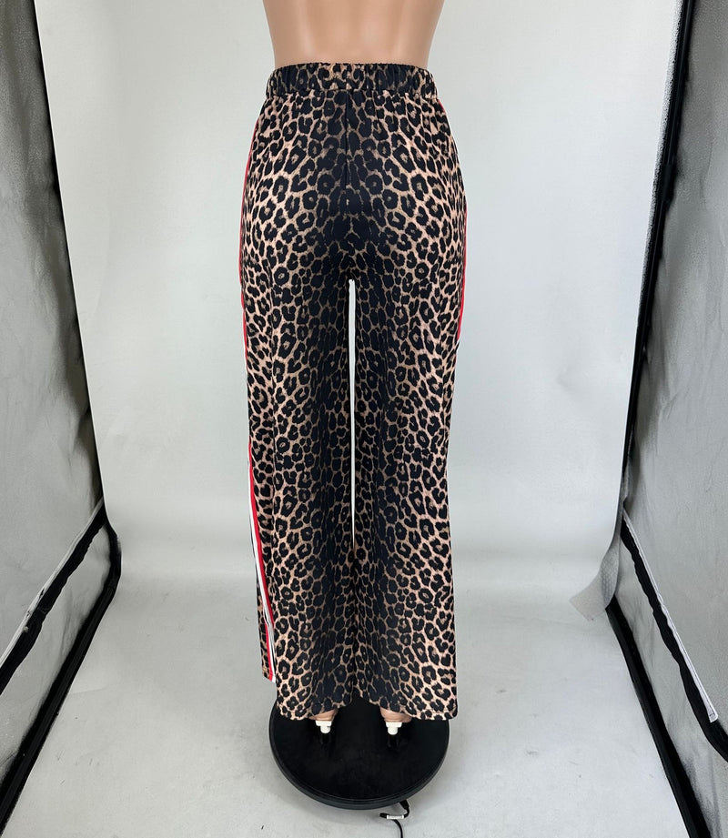 Leopard Print Patchwork Stripe Pants QXLB 10115