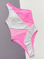 Mesh Splice One Piece Swimsuit CSYZ D99WY