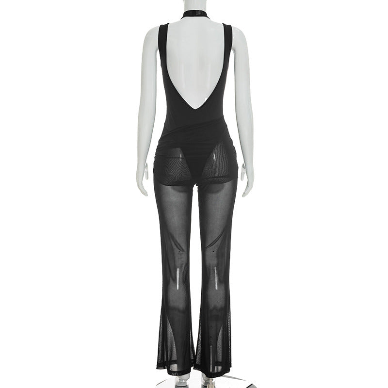 Sleeveless Mesh Patchwork Jumpsuit GSZM Q26JP060