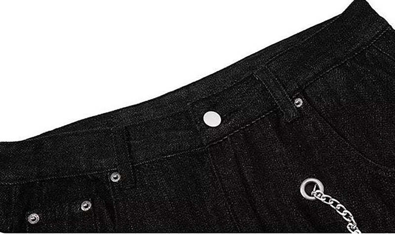 Plus Size Metal Ring Rivet Chain Jeans GYLN 9088