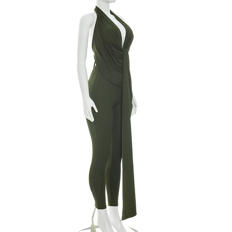 Deep V Neck Backless Jumpsuit GDSF Q26JP051