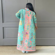 Print Color Block Long Sleeve Cardigan Coat YF 10634
