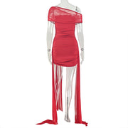 Solid Color Short Sleeve Ruched Mini Dress GJYO JD305656