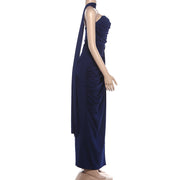 Solid Color Ruched Split Tube Top Maxi Dress GYME K6D05862A