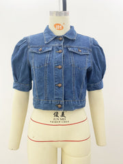 Bubble Short Sleeve Fashion Denim Coat GQDH 1066