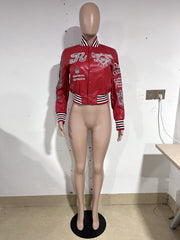 PU Leather Embroidered Fashion Baseball Jacket YNSF 8015