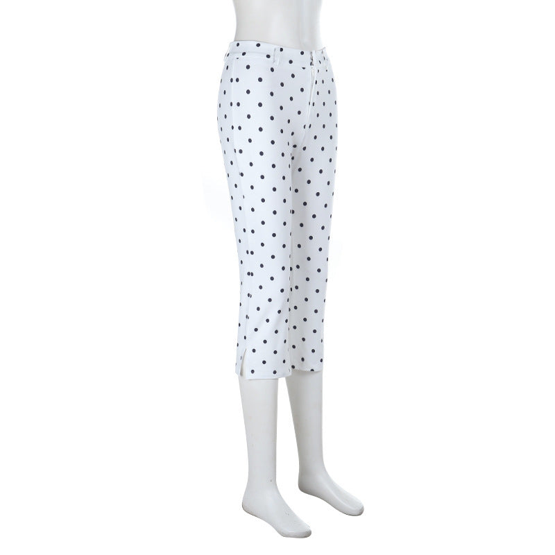 Polka Dots Print Sport Seventh Pants SUM JY26051PFO