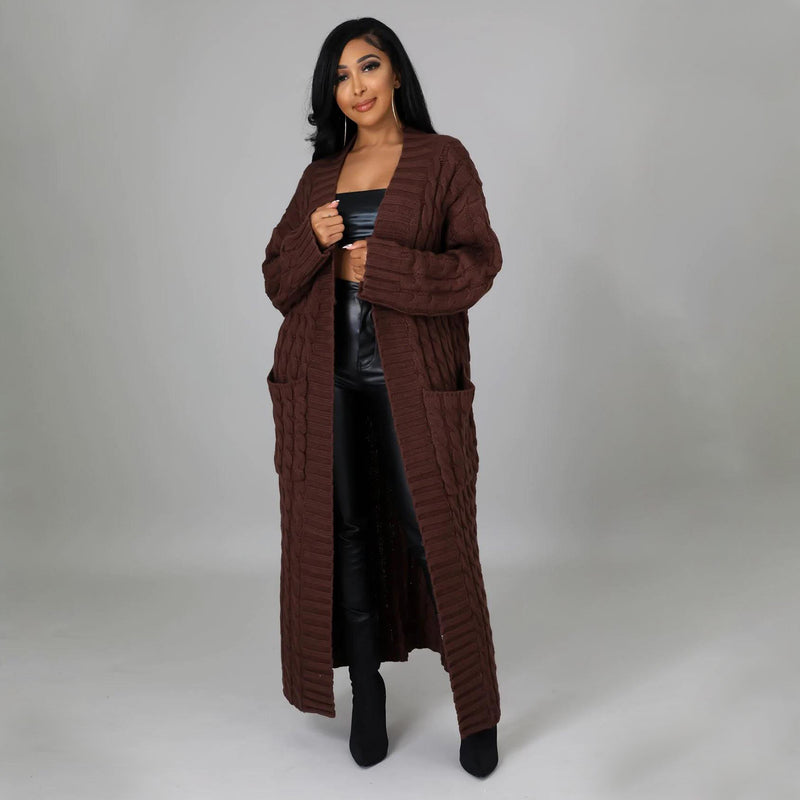 Plus Size Fashion Long Sleeve Long Sweater Jacket GOSD 6813