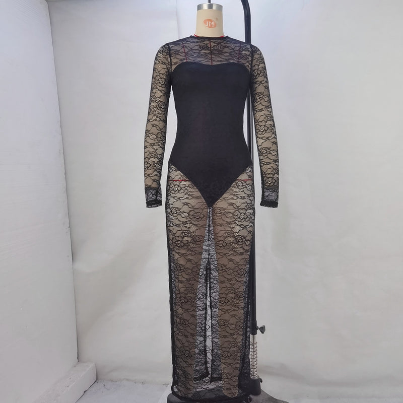 Lace Patchwork See Through Bodycon Dress GPBY 15142