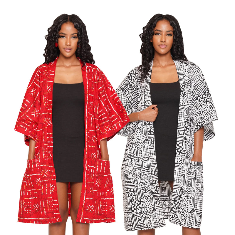 Printed Seven Split Sleeve Loose Cardigan Coat SFY 603
