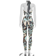 Sleeveless Print Backless Tight Jumpsuit MXBF C26ST205