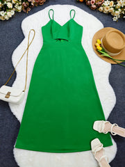V Neck Hollow Out Sling Maxi Dress GYLY 10689