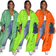 Long Sleeve Stand Collar Long Trench Coat MUE 3453