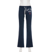 Letter Print Sport Micro Flare Pants GPKJ MR41529