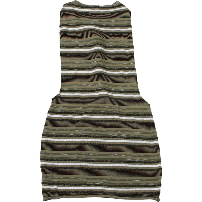 Hollow Out Backless Stripe Print Mini Dress GZJQ K6D09122A