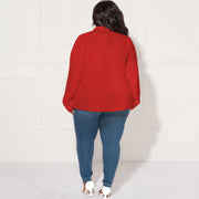Plus Size Solid Lapel Long Sleeve Small Blazer Jacket NNWF 7899