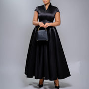 Plus Size Short Sleeve V Neck Maxi Dress GATE 643
