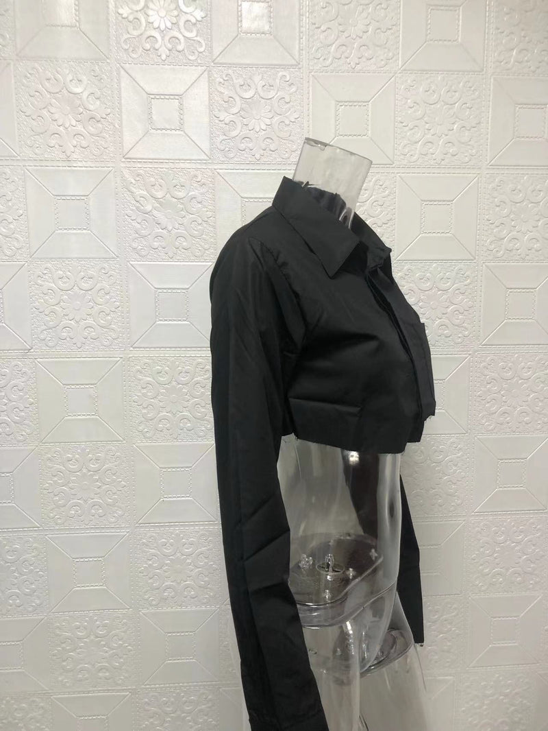 Long Sleeve Solid Color Short Shirt GYSM W0306