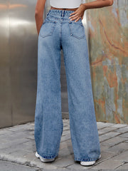 Fashion Holes High Waist Wide Leg Jeans GYXN 10193