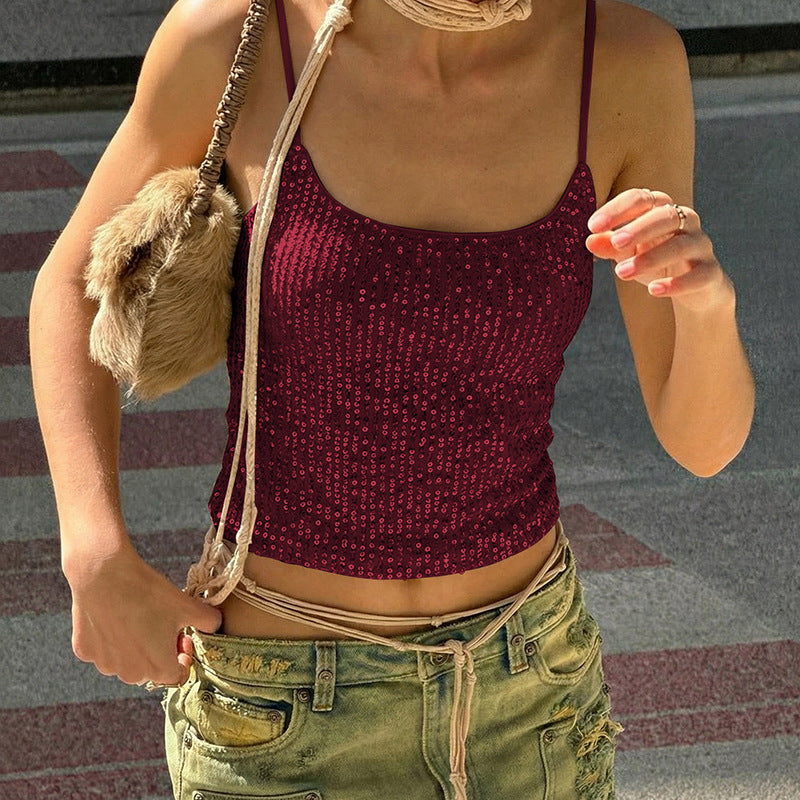 Sexy Sequin Sling Tank Tops LJSF T6121112X