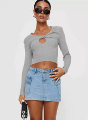 Solid Color Slim Denim Half Body Skirts GMYT 320