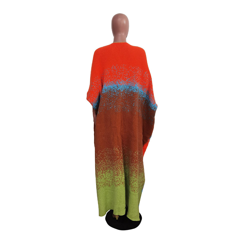 Casual Color Block Loose Knits Long Coat TR 1320