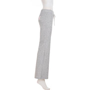 Letter Print Drawstring Micro Flare Pants GPKJ MR46918