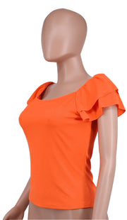 One Shoulder Solid Color T Shirt XHXF 8696