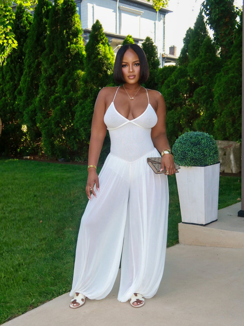 Solid Color Backless Sling Loose Jumpsuit BMF 904