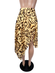 Leopard Print Irregular Skirt With Lined SHD 8111
